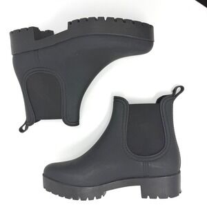 Jeffrey Campbell Rain Boots Women 41 Black Excellent Lug Sole Chelsea Ankle